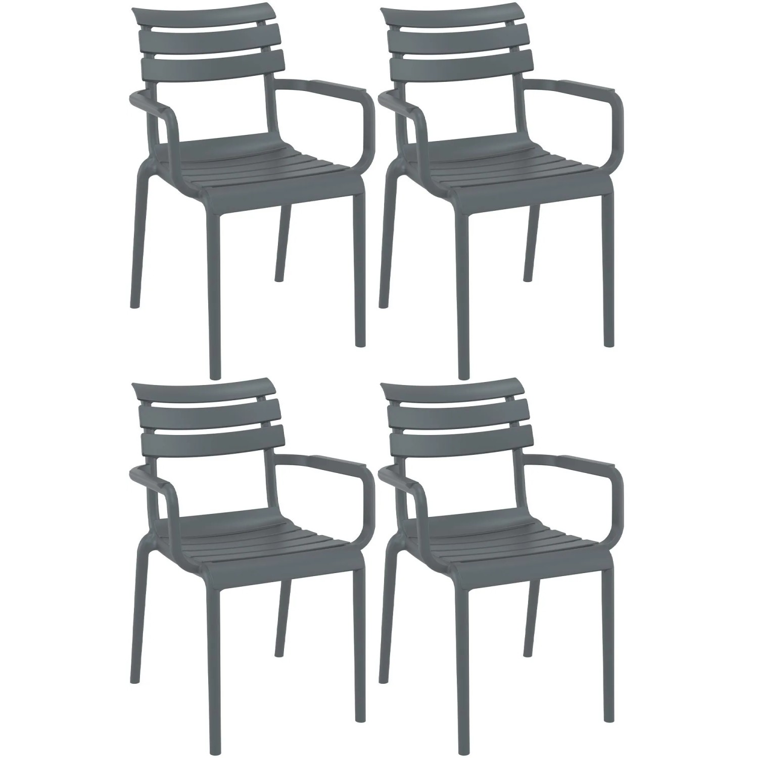 DELUKE Gartenstuhl LARS 4er Set 58x59x85cm Kunststoff Dunkelgrau Stapelstuhl Loungestuhl Garten Outdoor-Stuhl