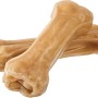 Zwei helle Primox Kauknochen (14 cm) aus Rinderhaut für Hunde.