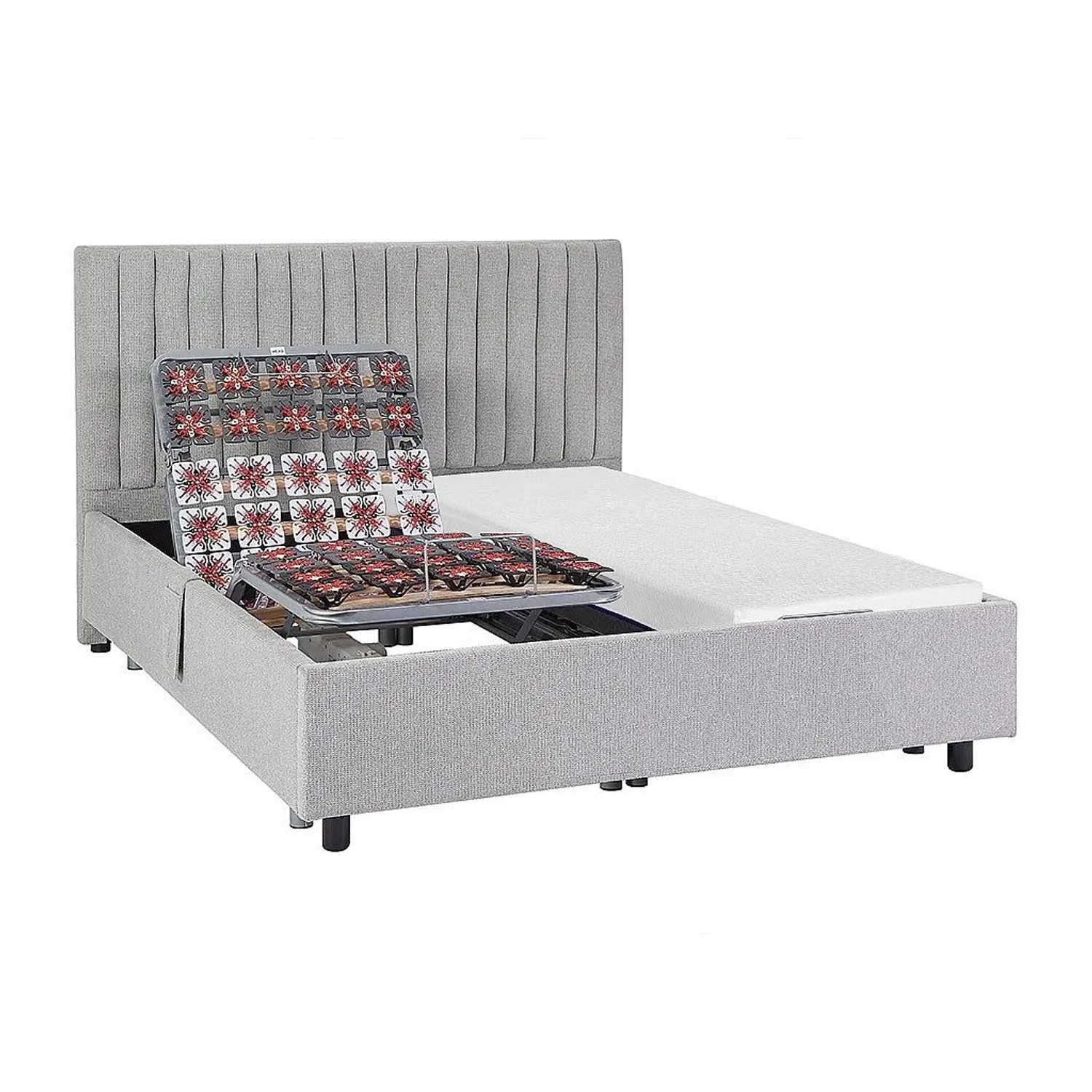 Vente-unique Bett Mit Elektrischem Lattenrost Sasora Grau 204 cm  70 cm  12 cm
