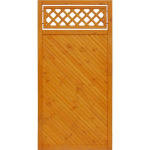 Sichtschutzzaun Toulon, 180x90 cm, Pinie, mit geradem Leimholzstreifen und Gitter.