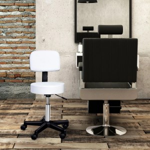 HOMCOM Höhenverstellbarer Arbeitshocker mit Lehne Drehbar Ø35 x 72-84 cm