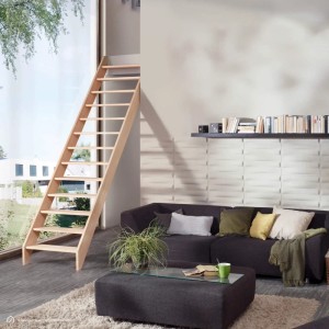 Treppen Intercon Holztreppe Casablanca Raumspartreppe Buche Massiv Naturbelassen Gerade Mit 80 cm Treppenbreite Ohne Geländer Ohne Setzstufen