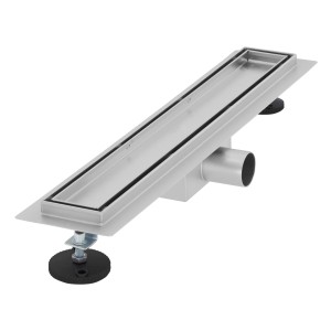 LuxeBath Duschrinne, 50 cm, befliesbar, extra flach, silber, doppelseitig. Duschzubehör für barrierefreies Bad.