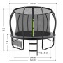 Juskys Gartentrampolin SkyBounce L, schwarz/anthrazit, mit Sicherheitsnetz und Leiter.
