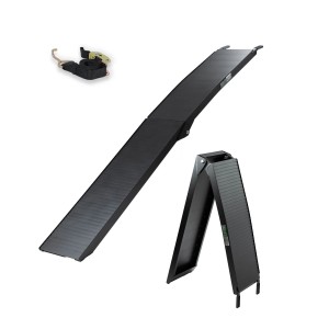 TRUTZHOLM Auffahrrampe, 205 cm, klappbar, Alu schwarz, mit Spanngurt. Zubehör für Autoanhänger.