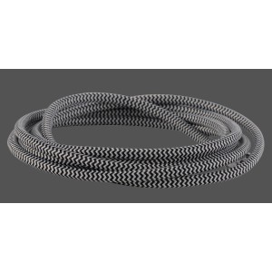 Just Light Textilkabel, 3-adrig, schwarz-weißes Zickzack-Muster, Meterware.