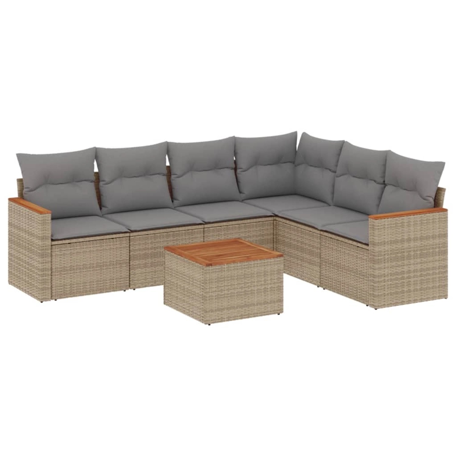 vidaXL 7-Tlg Garten-Sofagarnitur mit Kissen Beige Poly Rattan 3226010 günstig online kaufen