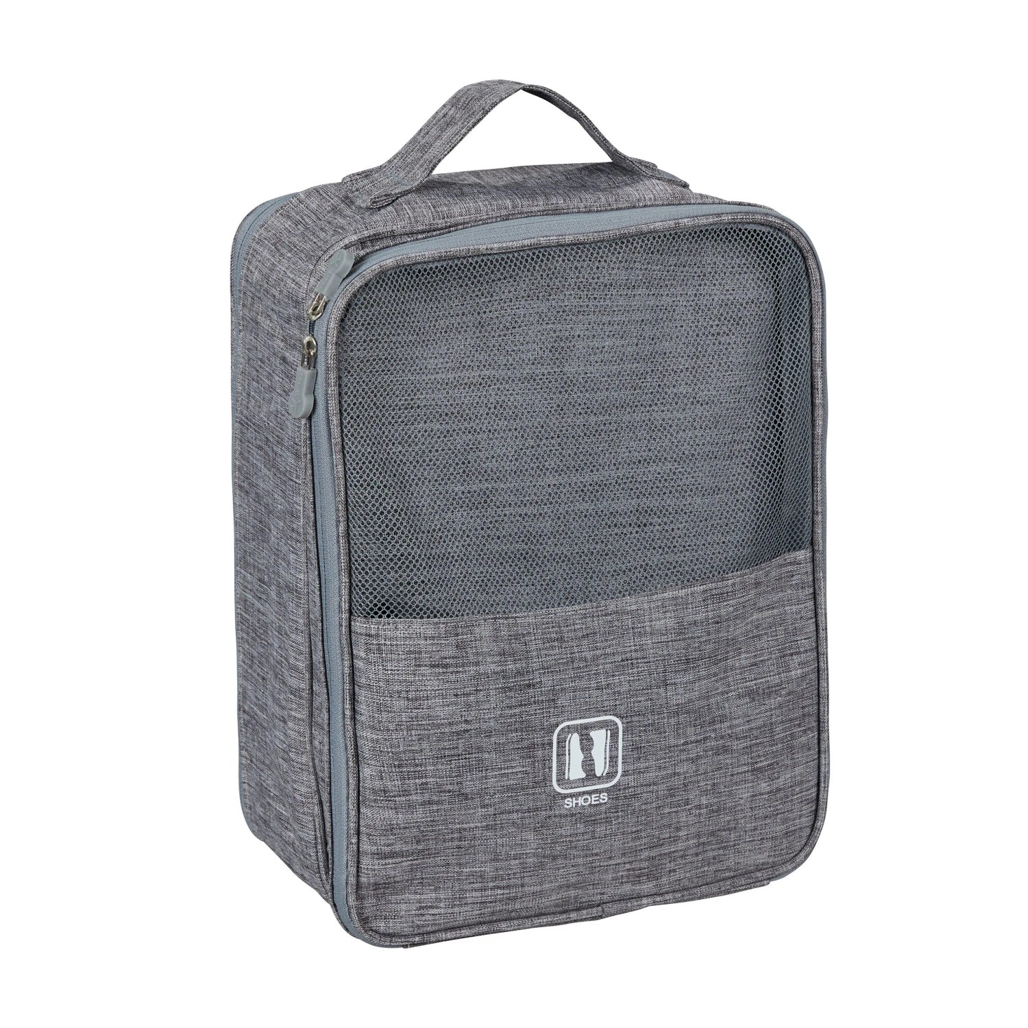 Relaxdays Schuhtasche Stoff Grau Meliert Für 2 Paar Schuhe 30 cm x 23 cm x 13 cm 300 g