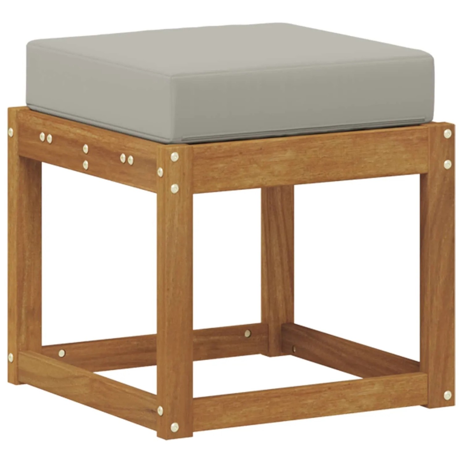 vidaXL Hocker Bank mit Kissen Natur und Hellgrau 43 x 43 x 37 cm 900659