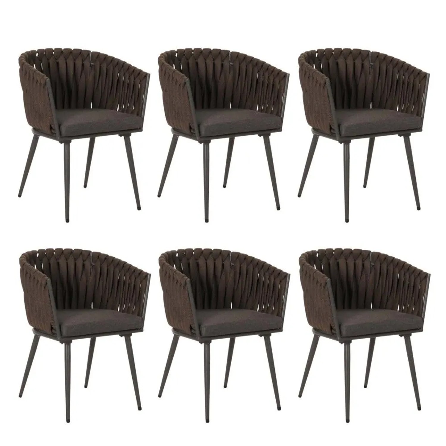 MCW Alu-Esszimmerstuhl N38 6er-Set Braun Kissen Dunkelgrau