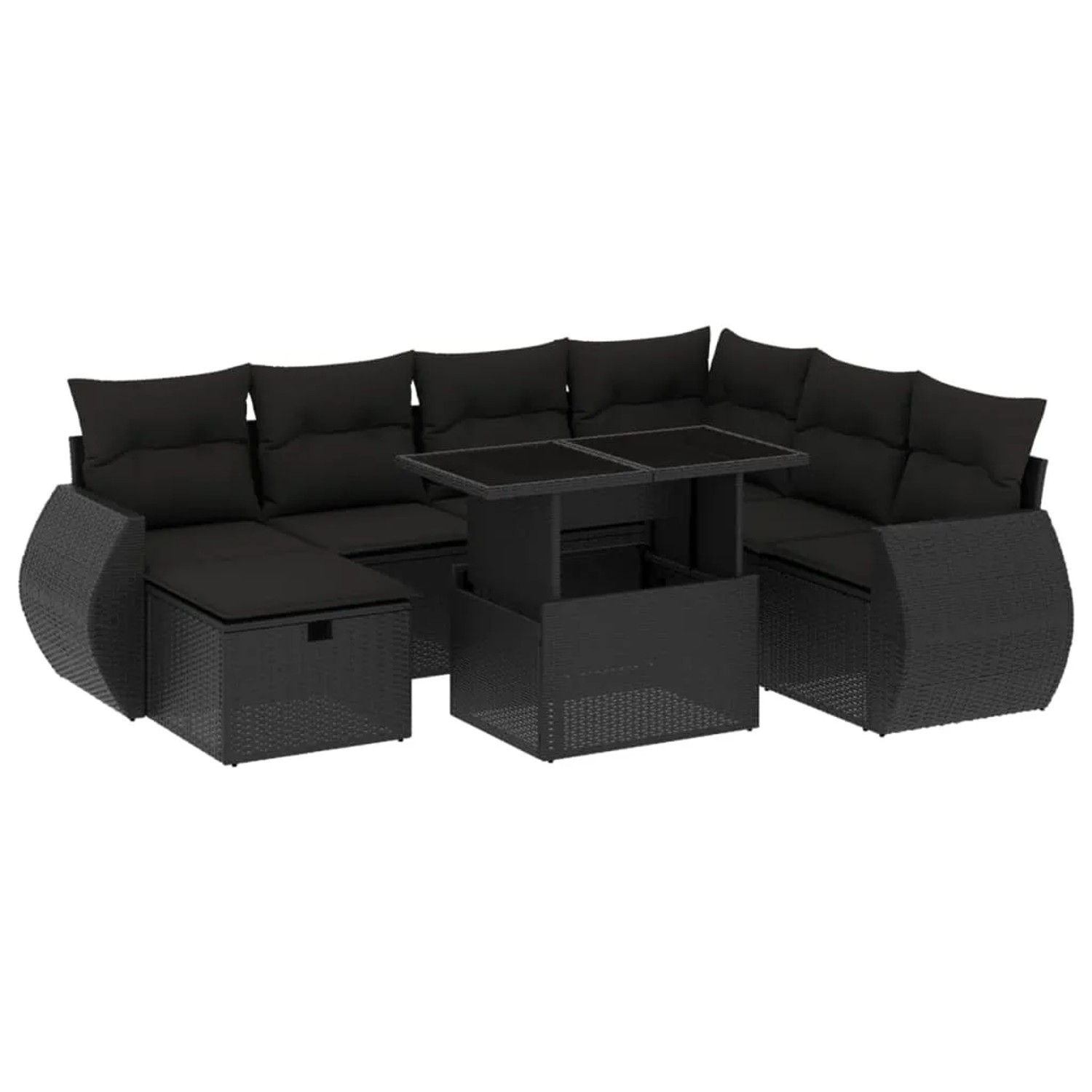 vidaXL 8-Tlg Garten-Sofagarnitur mit Kissen Schwarz Poly Rattan 3275155 günstig online kaufen