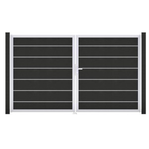 GroJa Grande Steckzaun Tor Premium, DIN links, anthrazit. 2-flügelig mit Alu-Rahmen.