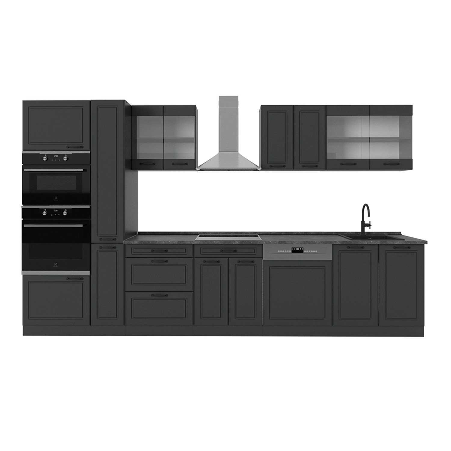 Vicco R-Line Küchenzeile Anthrazit Landhaus/Anthrazit 350 cm AP Anthrazit günstig online kaufen