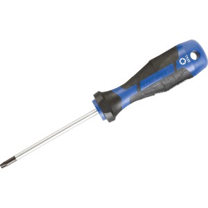 LUX Schraubendreher Comfort TX25, 100 mm, mit blau-schwarzem Griff und Torx-Profil.