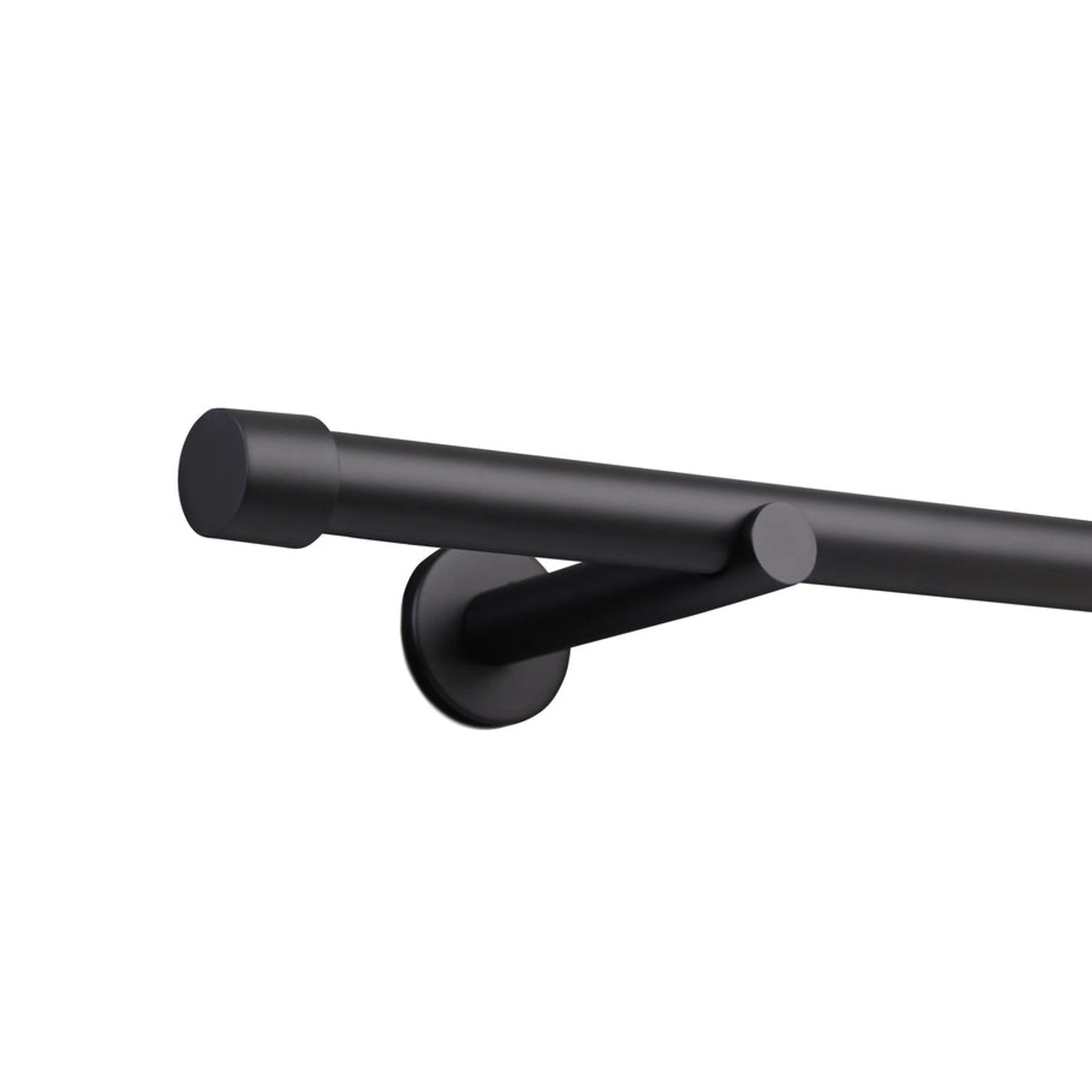 Deco-Raum Gardinenstange nach Maß 1-Lauf Kappe Ø 25 Schwarz 220cm günstig online kaufen