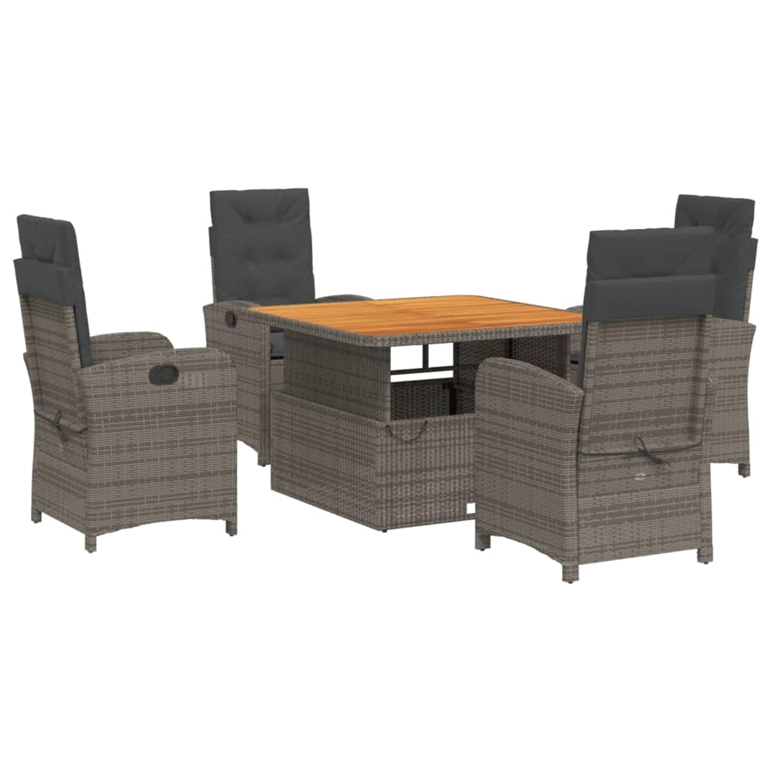 vidaXL 5-Tlg Garten-Essgruppe mit Kissen Grau Poly Rattan 3277341 günstig online kaufen