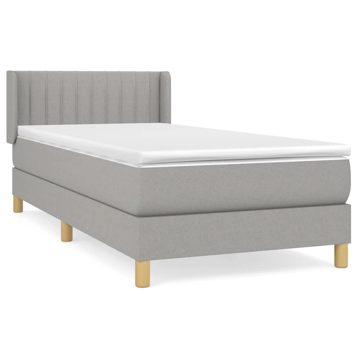 vidaXL Boxspringbett mit Matratze Hellgrau 100x200 cm Stoff 3130409