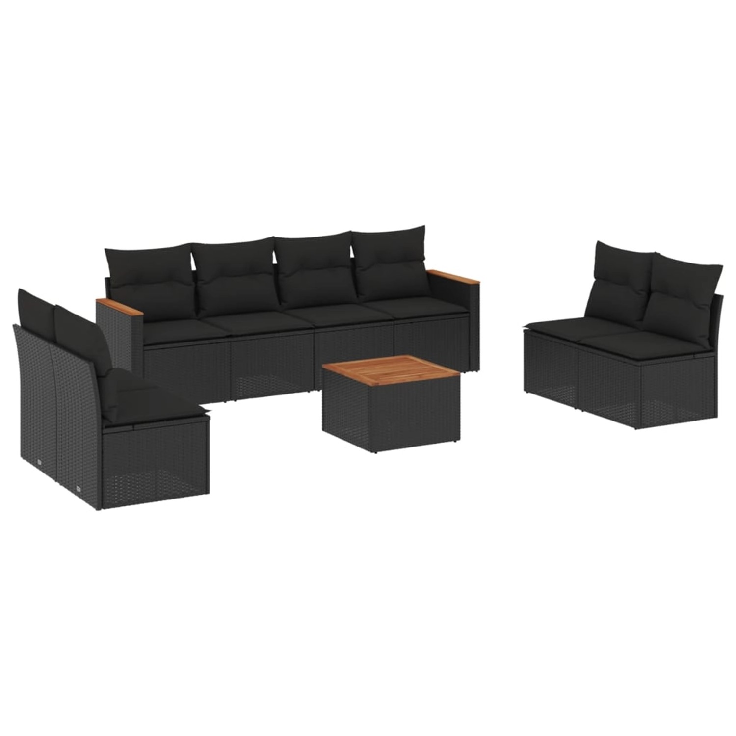 vidaXL 9-Tlg Garten-Sofagarnitur mit Kissen Schwarz Poly Rattan 3225894 günstig online kaufen