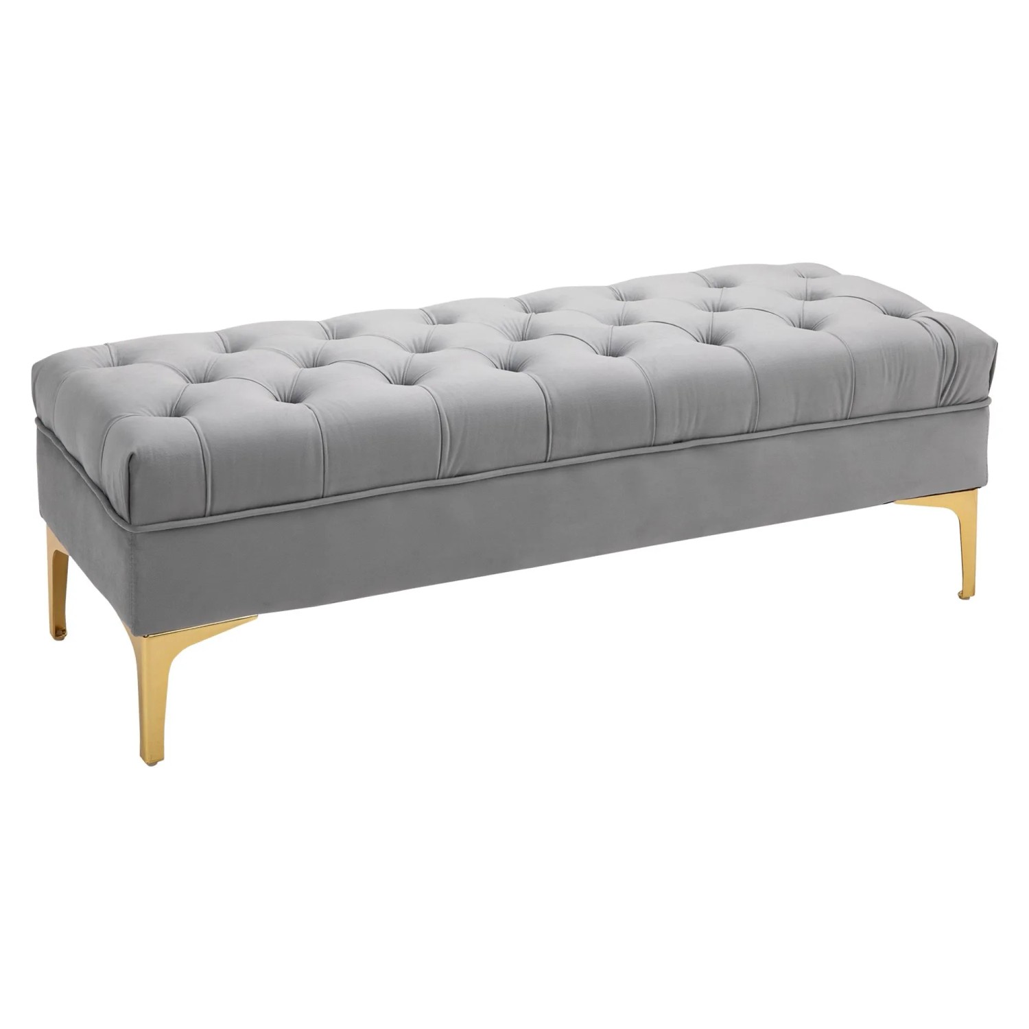 HOMCOM Sitzbank mit Erhöhten Beinen Schlafzimmer Samt Hellgrau 118 x 45 x 42 cm
