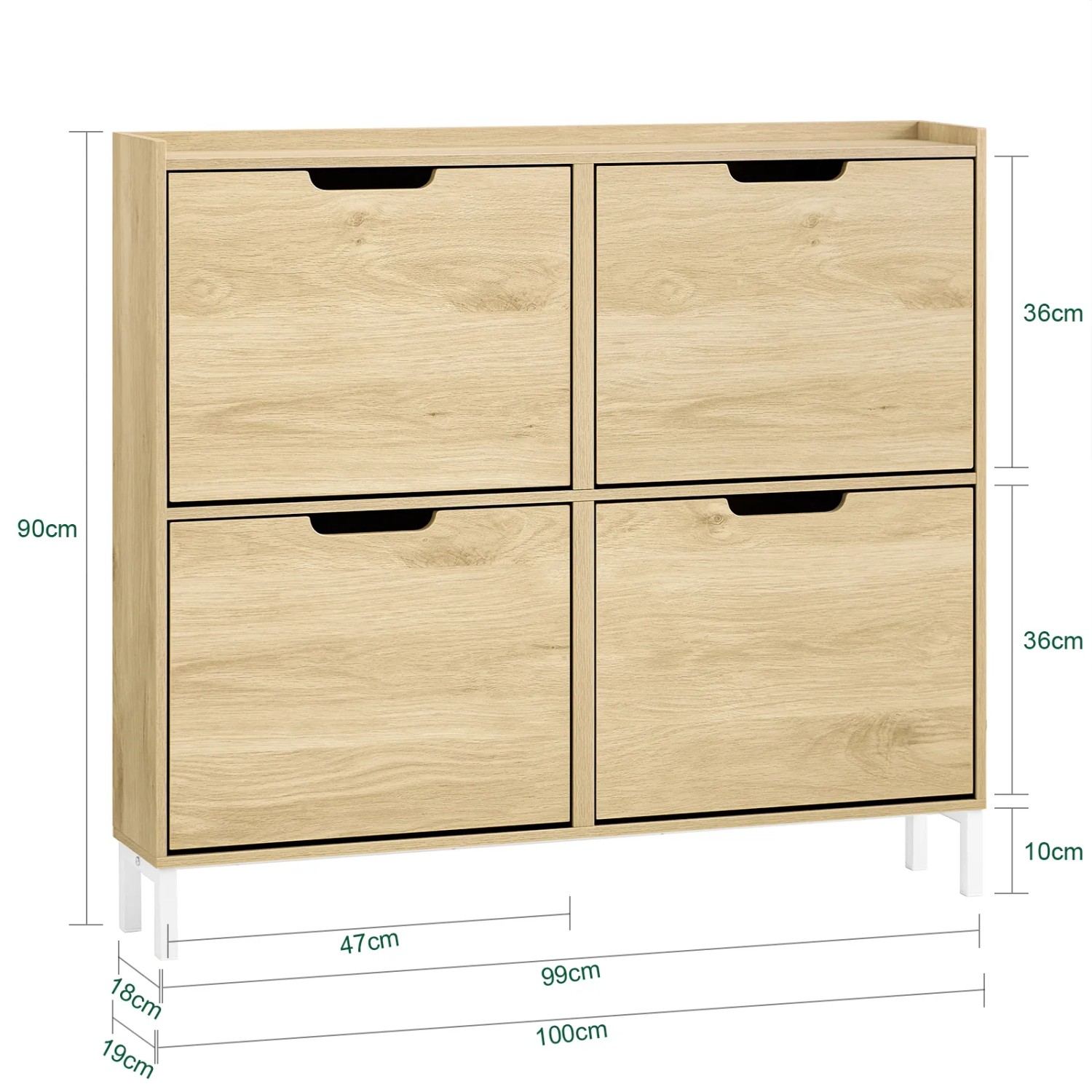 SoBuy Schuhschrank Schmal mit 4 Klappen Schuhkipper für Diele Flur FSR100-N_4