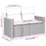 vidaXL 5-tlg. Garten-Sofagarnitur aus schwarzem Poly Rattan mit blauen Kissen.