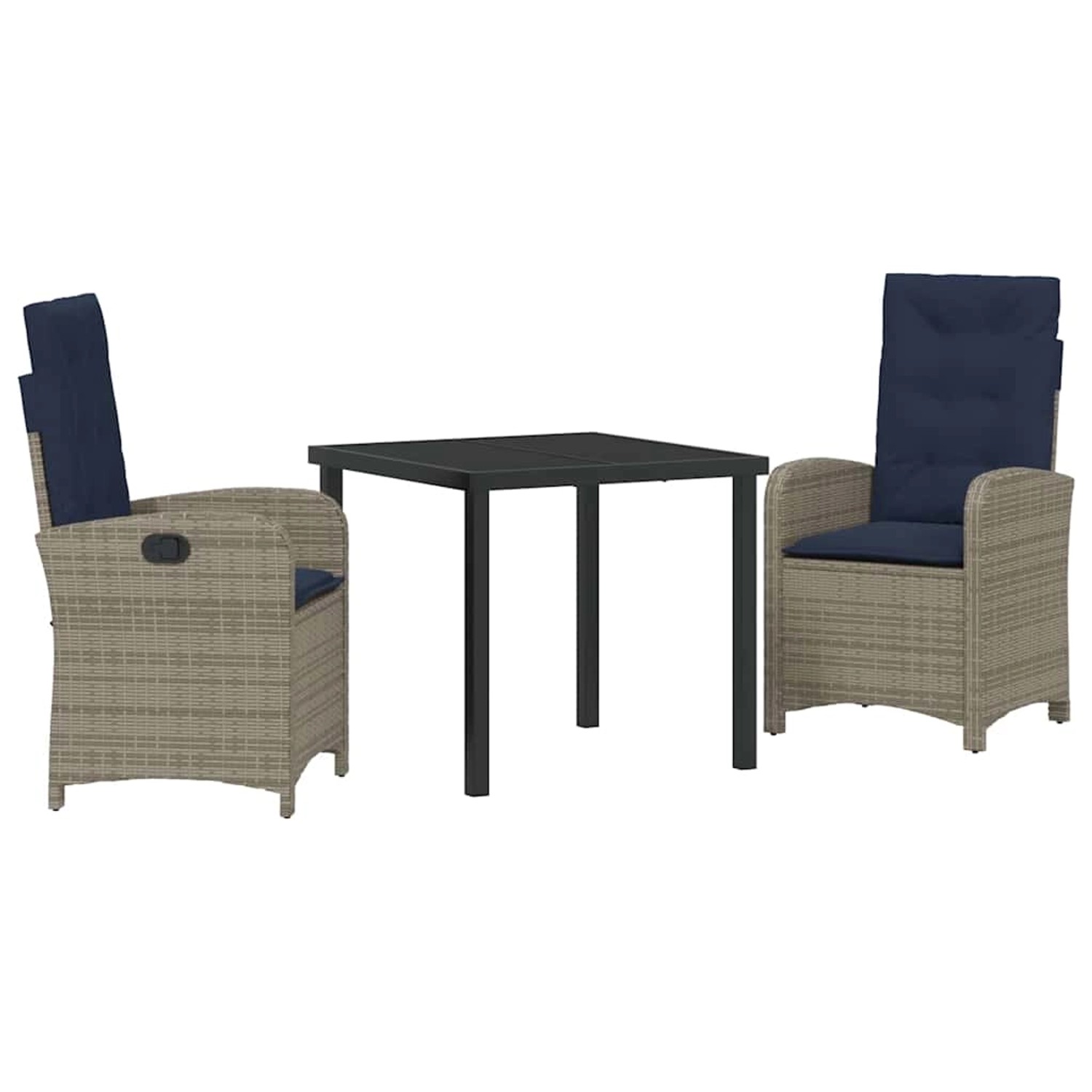 vidaXL Garten Essgruppe 3-Tlg Grau Poly Rattan 3380351 günstig online kaufen