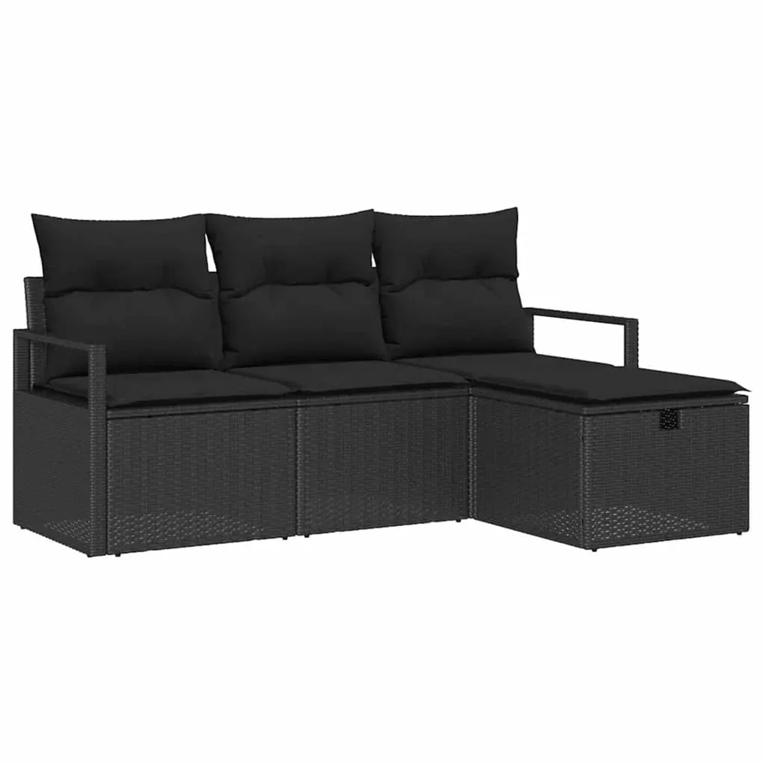 vidaXL Garten-Sofa-Set mit Kissen 4-Tlg Schwarz Poly Rattan 3360484 günstig online kaufen