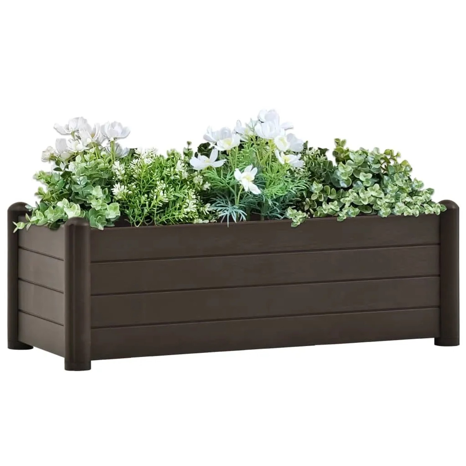 vidaXL Hochbeet Mokka, 100x43x35 cm, mit Pflanzen. Garten-Pflanzkübel aus Polypropylen.