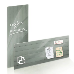 KARAT Glas Memoboard Wood Design, Holzoptik, 20x60cm, mit Notizen und Magneten.