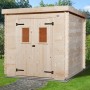 OBI Holz-Gartenhaus Cortina, 200x200 cm, mit Doppeltür und Pultdach. Gartenhaus aus Nadelholz.