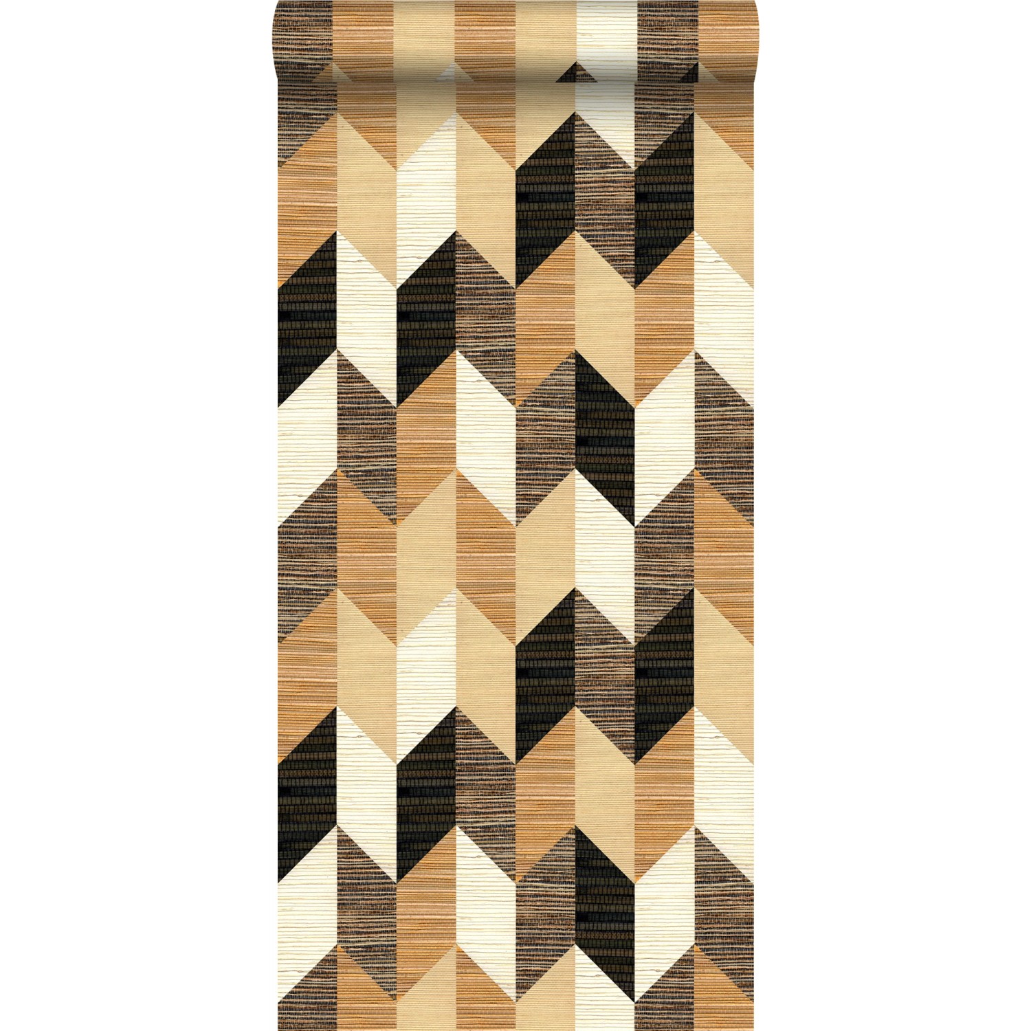 Origin Wallcoverings XXL-Vliestapete 3D Grasmuster Schwarz Beige und Creme- günstig online kaufen