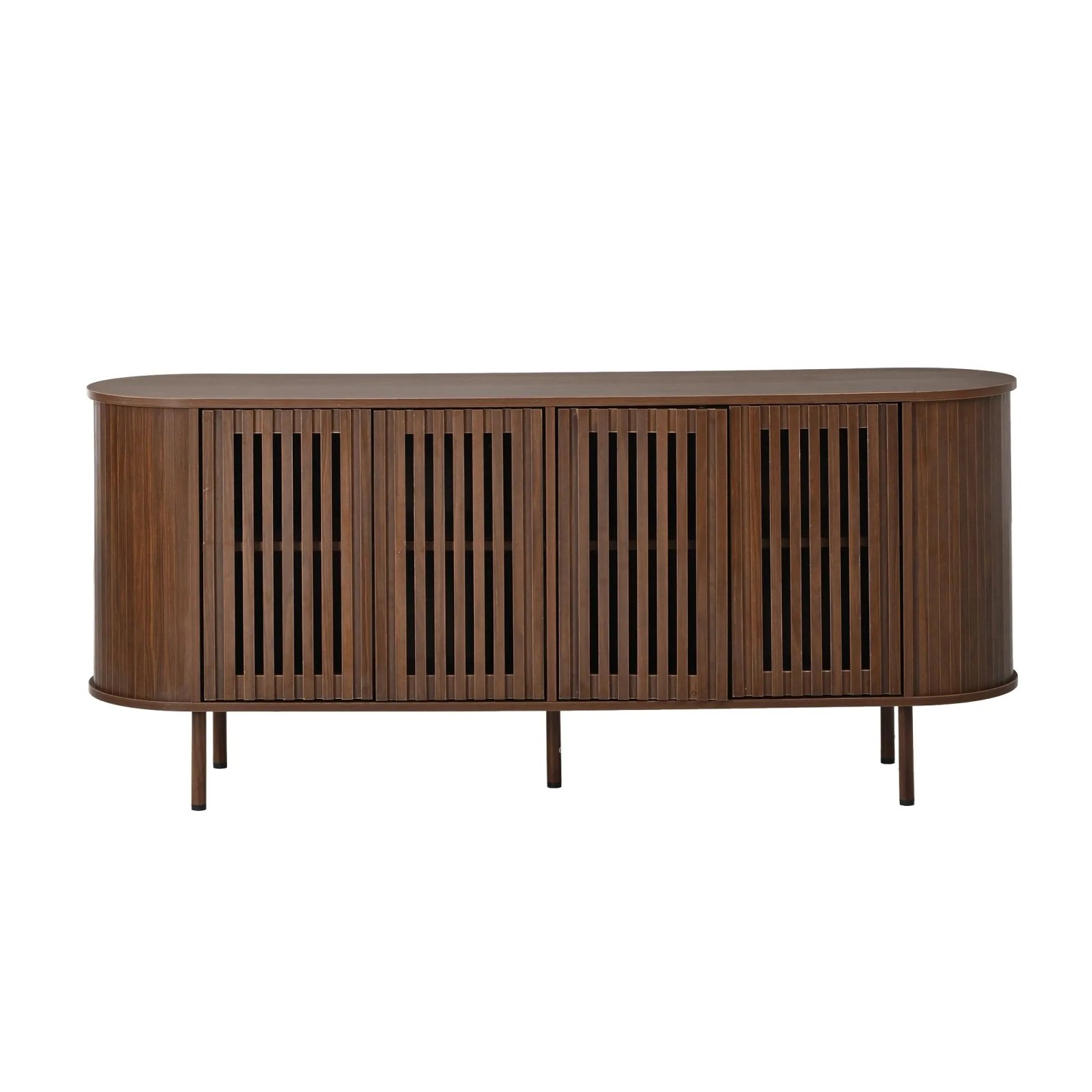 Merax Sideboard 160x40x70 cm 4 Schiebetüren Verstellbare Böden Walnussoptik