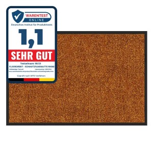 Braune Karat Schmutzfangmatte Rhine 40x60 cm mit "Sehr Gut" Siegel als Fußmatte und Türvorleger.