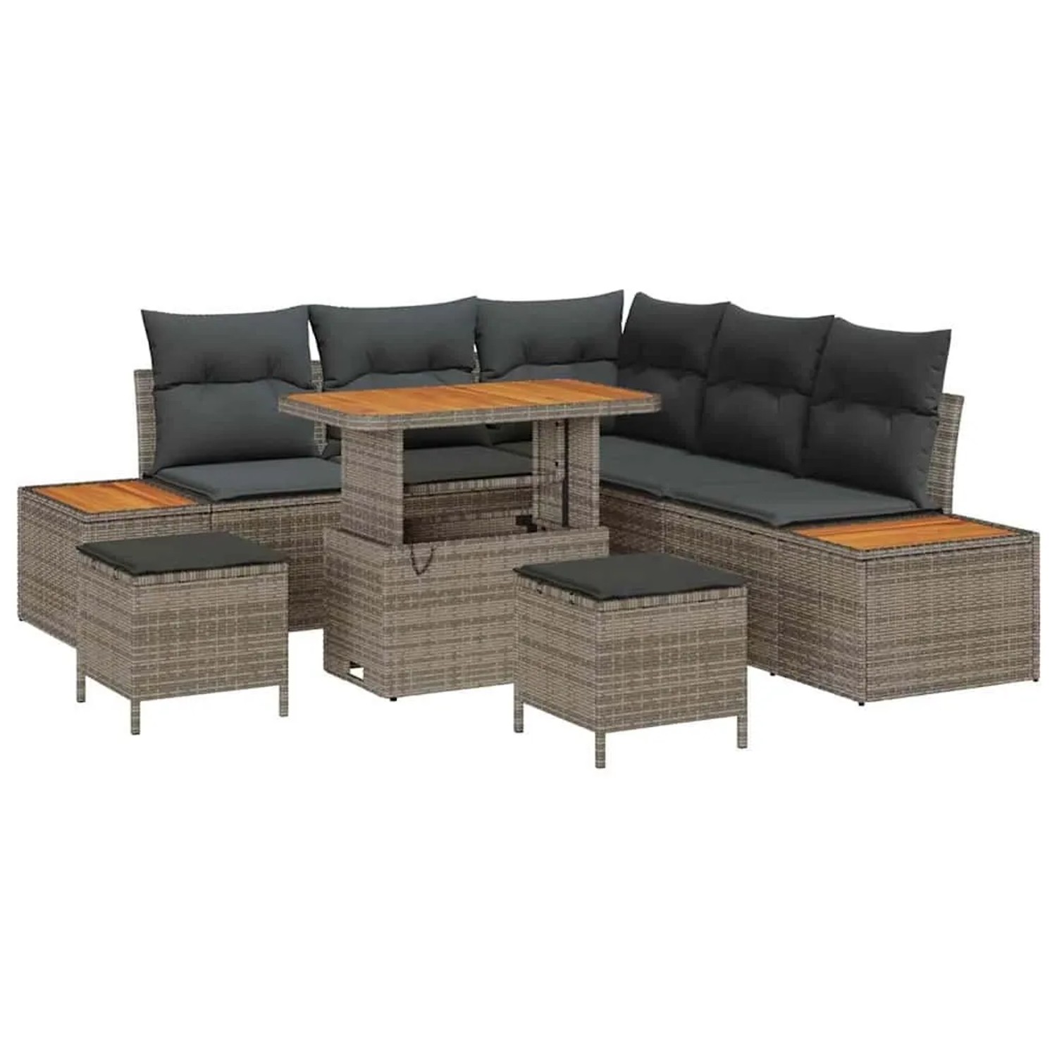 vidaXL Gartensofa-Set mit Kissen mit Speicher 8 Stk Grau Poly Rattan 336486 günstig online kaufen