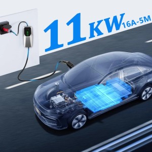 Junsun EV Ladegerät 11 kW Typ 2 - 5 m Kabel 3-phasig 6-16 A Einstellbar