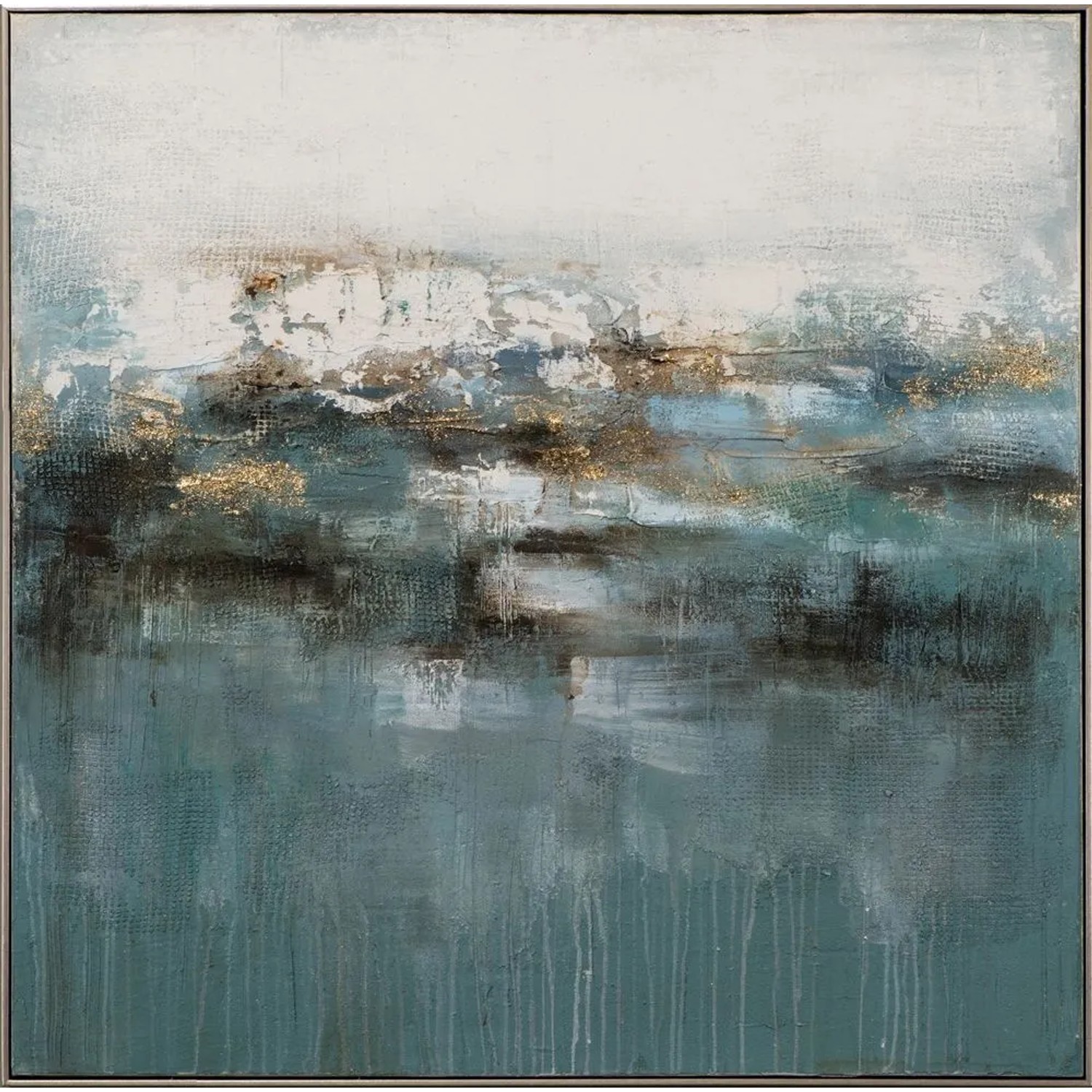 Art Universe Leinwandbild Abstrakt in Blaugrün 102 x 102 cm