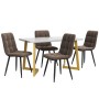 Merax Essgruppe 5-tlg mit 117x68cm Esstisch  4 Samtstühle Braun  Tischbeine Gold