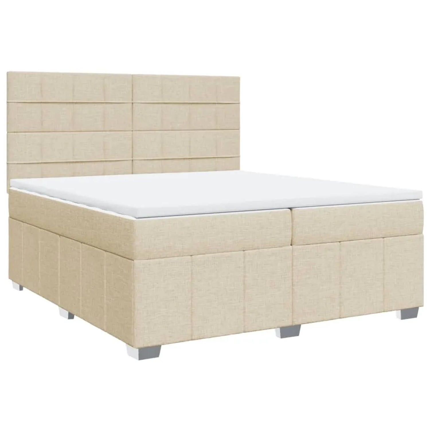 vidaXL Boxspringbett mit Matratze Creme 200x200 cm Stoff 3291780