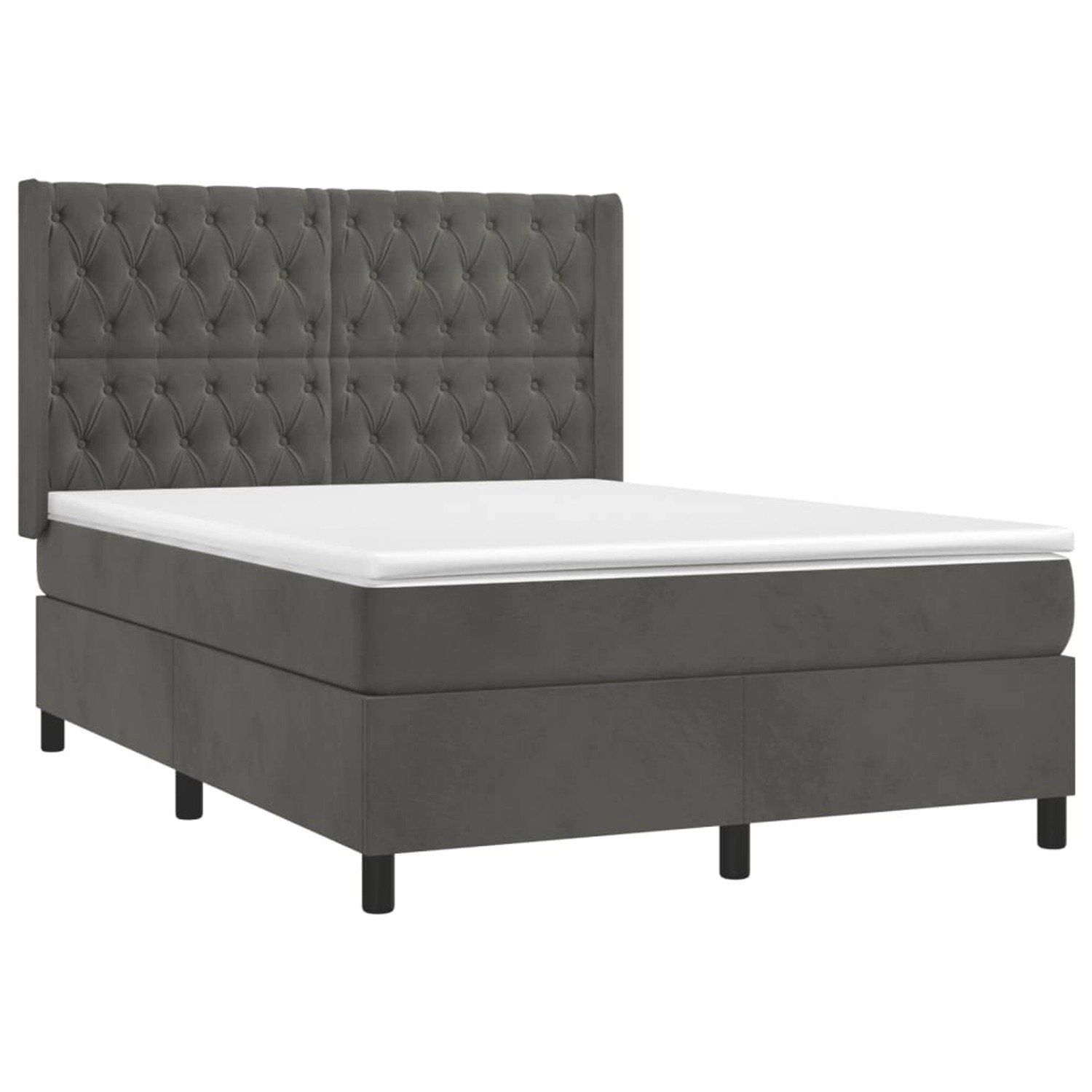 vidaXL Boxspringbett mit Matratze & LED Dunkelgrau 140x190 cm Samt 3139740 günstig online kaufen