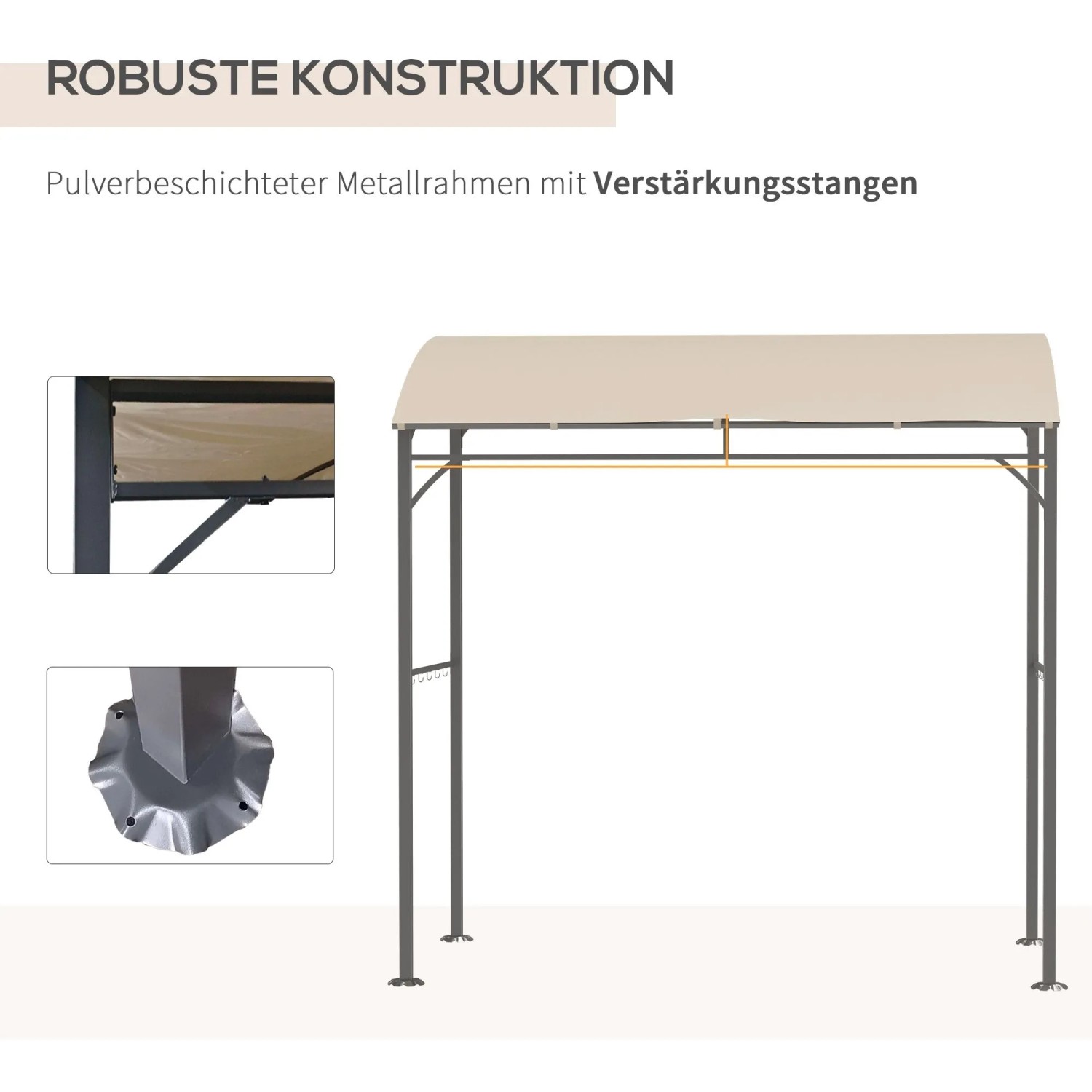Outsunny GrillPavillon Metall Polyester Beige Schwarz 215B x 150T x 182/220H cm_6