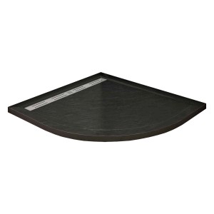 Schwarze AICA Runddusche 80x80 cm mit Stein-Effekt für Duschkabine.