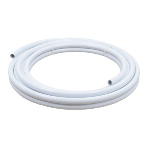 Gerollte, weiße Kirchhoff PE/Alu Mehrschichtverbundrohr 26 mm x 3 mm, 10 m Rolle.