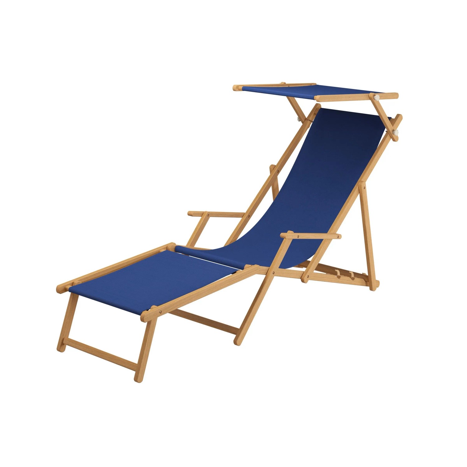 Erst-Holz Holz-Liegestuhl Strand-Liege Holzstuhl Stofffarbe Blau 10-300 Fuß günstig online kaufen