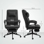 Vinsetto Bürostuhl, ergonomisch, mit Fußstütze, Leinenoptik, schwarz, mit Maßangaben.