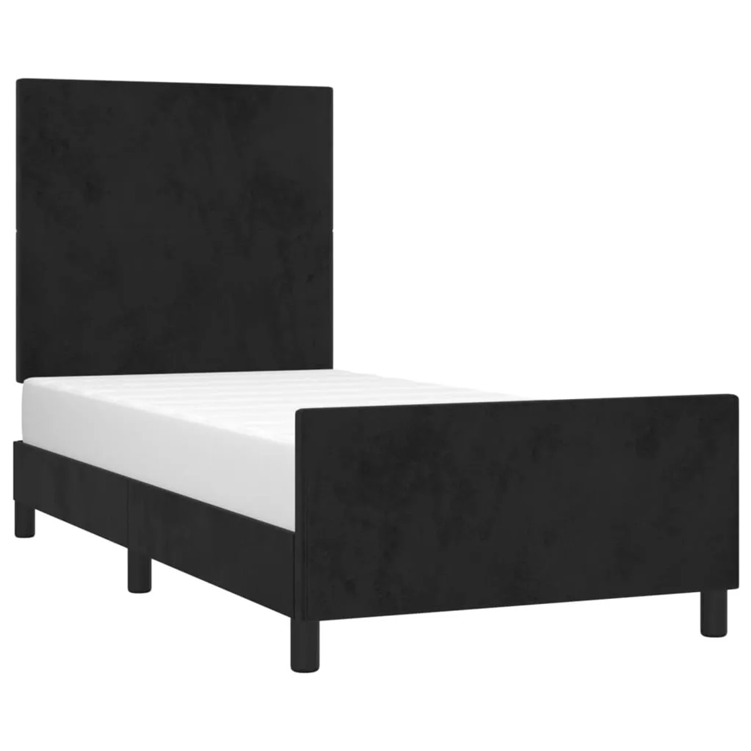 Schwarzes Samt-Bettgestell 80x200 cm mit Kopfteil für Schlafzimmer.