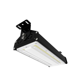 Schwarze LUXULA LED Hallenleuchte 50W, neutralweißes Licht, IP65, mit Montagebügel.
