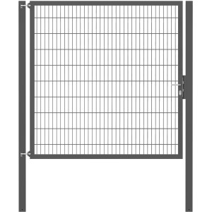 Anthrazitfarbenes Gartentor Flexo Plus mit Doppelstabmatte, 200x200 cm, inkl. Pfosten.