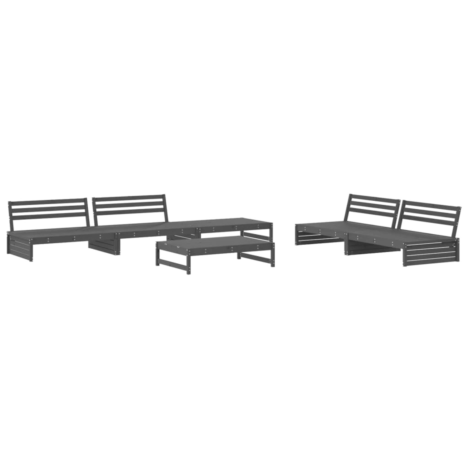 vidaXL 6-tlg Garten-Lounge-Set Grau Massivholz Kiefer Modell 12 günstig online kaufen