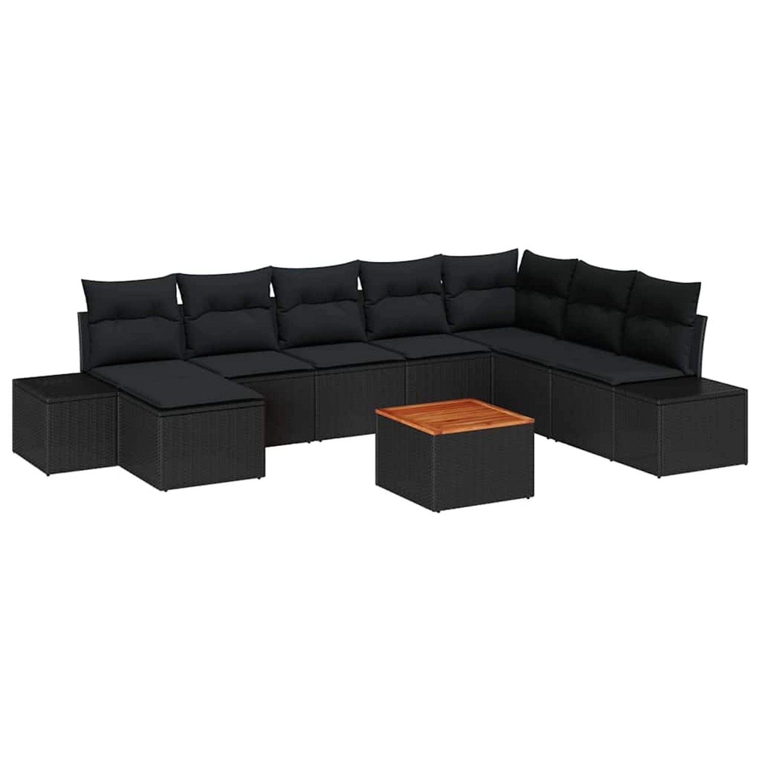 vidaXL Garten-Sofa-Set mit Kissen 9-Tlg Schwarz Poly Rattan 3347996 günstig online kaufen