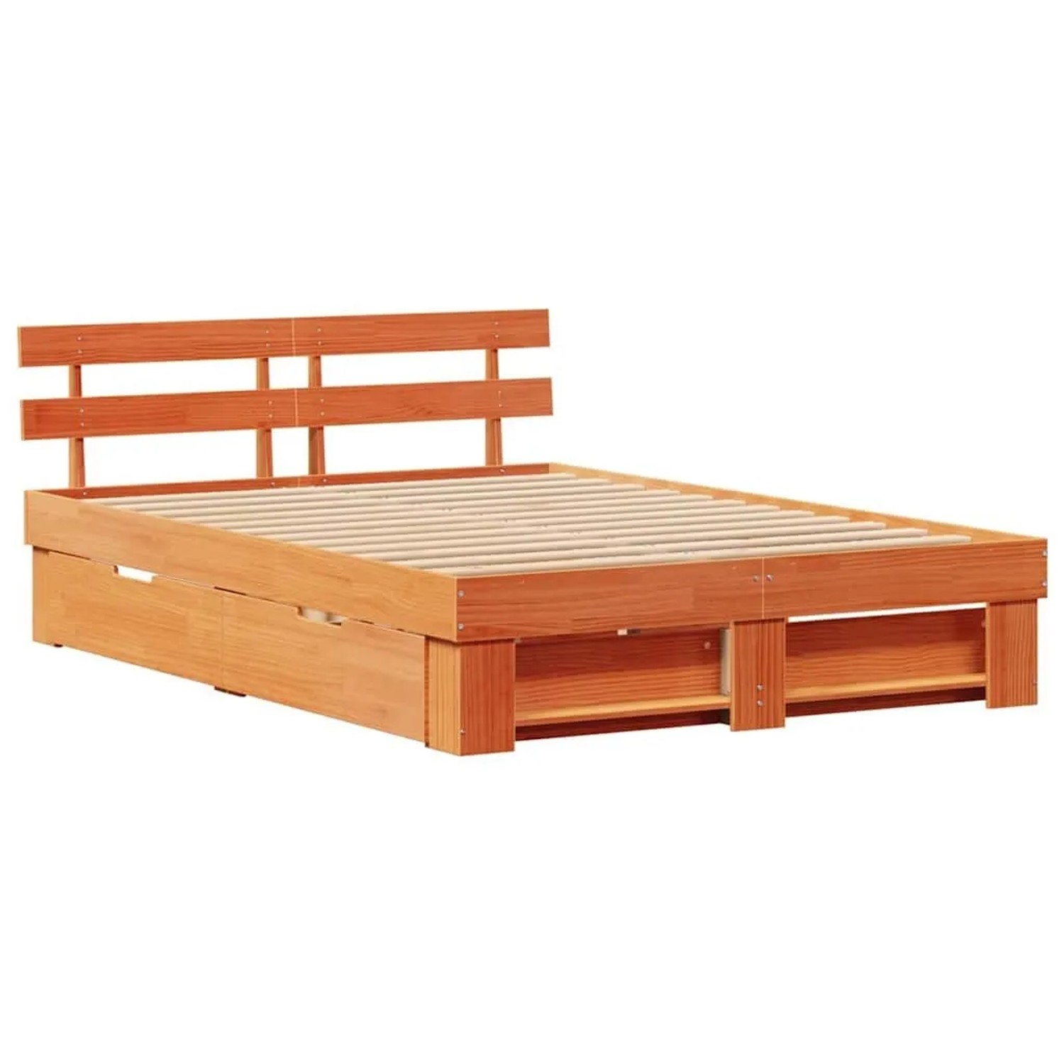 vidaXL Bettrahmen Wachsbraun 140 x 200 cm Massives Kiefernholz 3382276